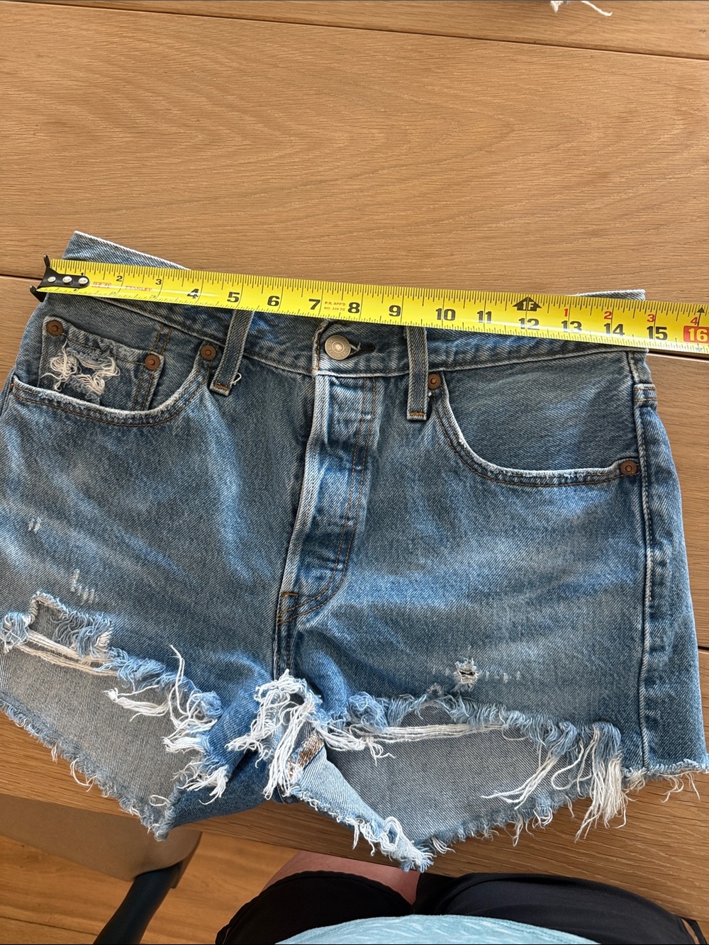 Levi's Distressed Light Blue Denim Jean Shorts
